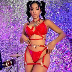 2303065-Sexy lingerie heavy industry chain sexy temptation uniform suit female metal binding