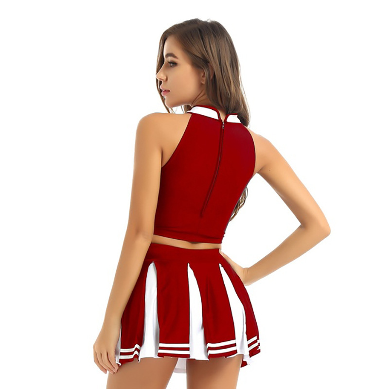 066-Cheerleading costumes Halloween part uniform mini pleated skirt