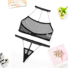 1012--Sexy Women's Mesh Metal Chain Underwear Bra Sexy Set