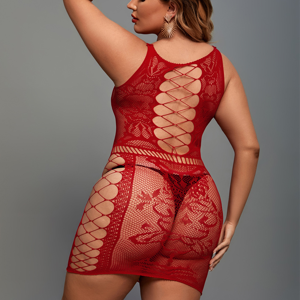 WY-86015--100kg sexy underwear, no-take-off one-piece, plus size netting