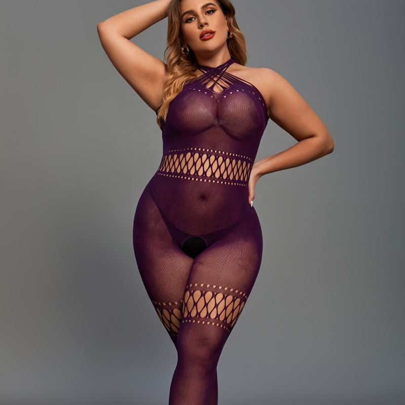 86018-Plus size sexy lingerie see-through cosplay bodysuit