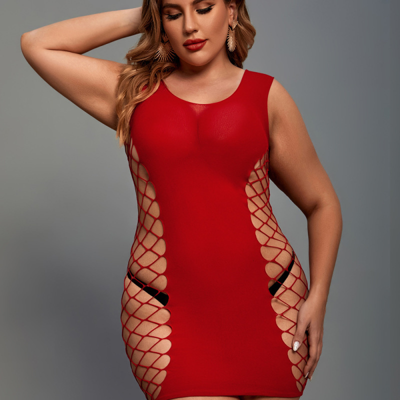 86025--Hot selling sexy sexy lingerie red jacquard bodysuit see-through hip skirt