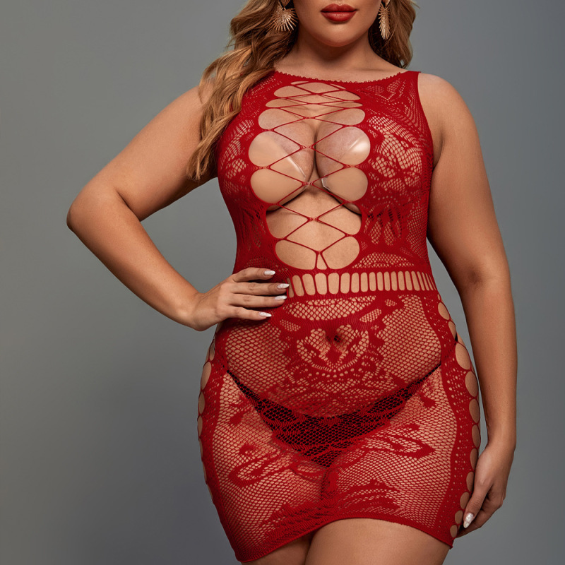 WY-86015--100kg sexy underwear, no-take-off one-piece, plus size netting