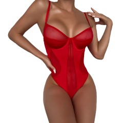 3381--Sling body shaping jumpsuit ultra-thin mesh slimming sexy underwear