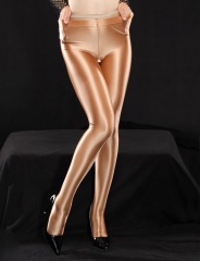 18510--Sexy no-take-off crotchless, shiny, smooth, tight-fitting, non-transparent pantyhose