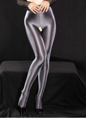 18510--Sexy no-take-off crotchless, shiny, smooth, tight-fitting, non-transparent pantyhose