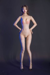 9032+9033--Shiny silky lace stockings sexy transparent bodysuit