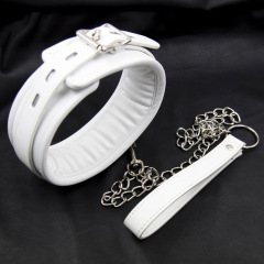 261121004-Iron chain lock sexy neck collar, bondage flirting leather leash