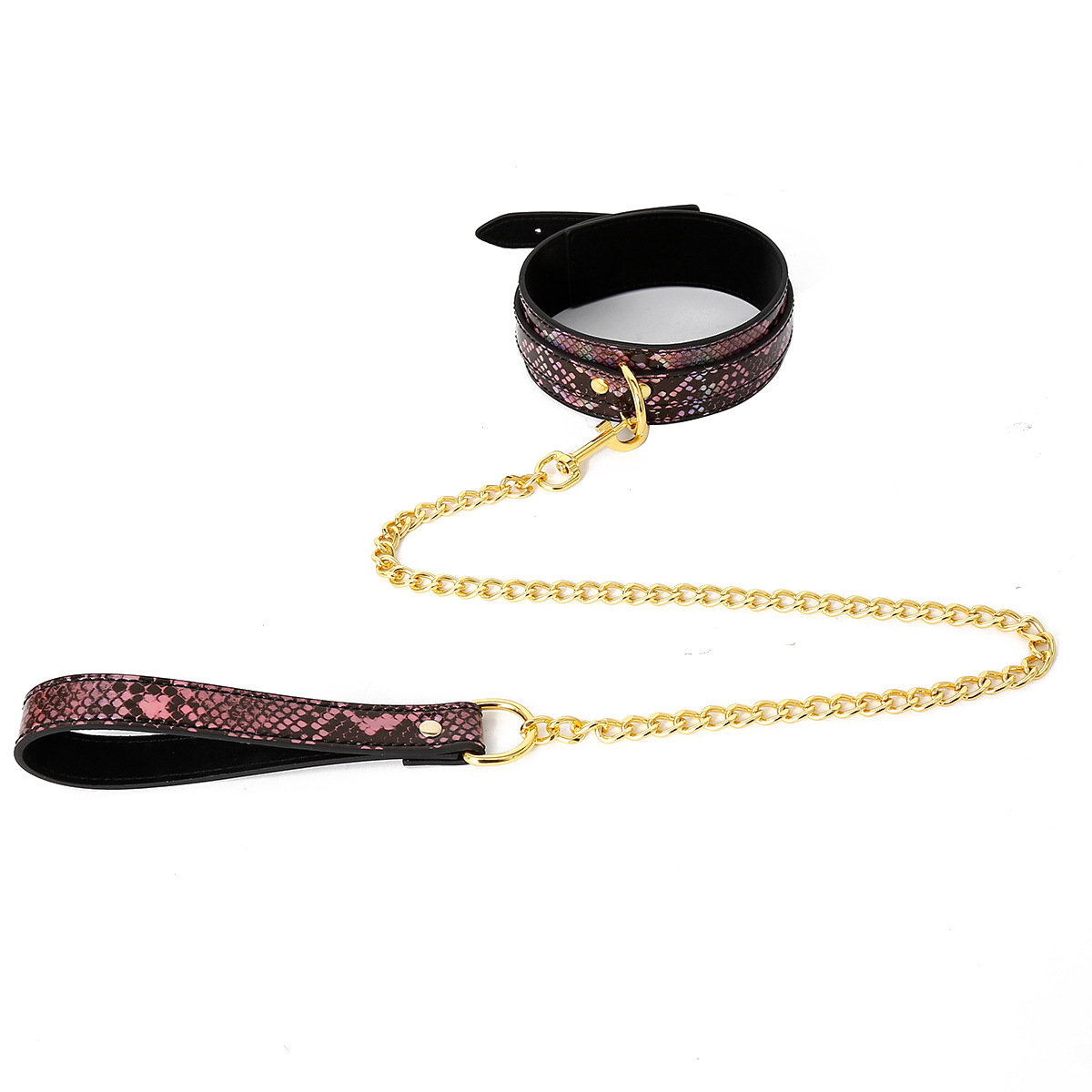 262800156-SM sex toys adult toy neck cover snake print leather choker necklace choker