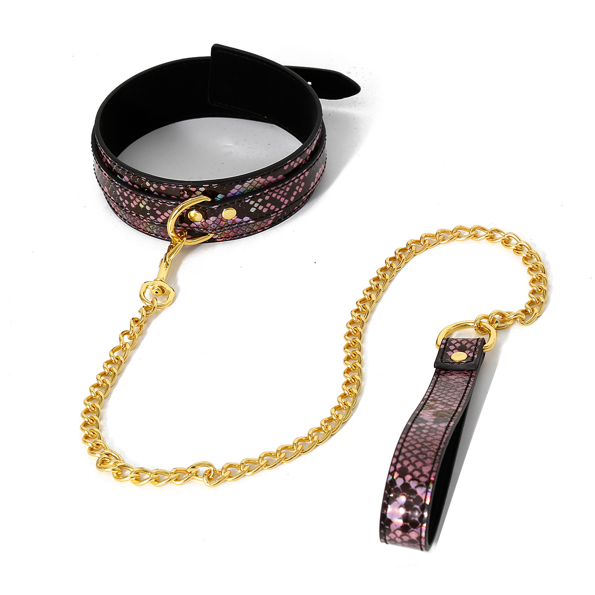 262800156-SM sex toys adult toy neck cover snake print leather choker necklace choker