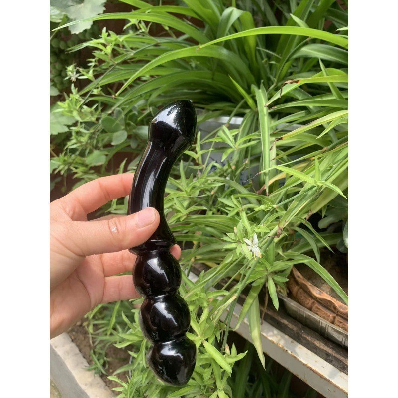 S116--Natural obsidian crystal massage stick