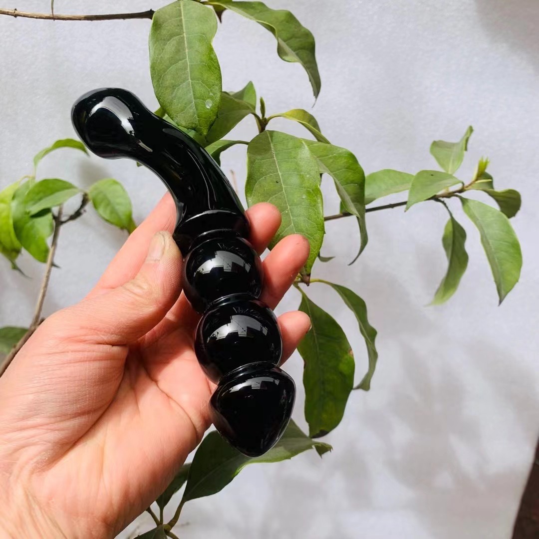 S116--Natural obsidian crystal massage stick