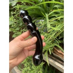 S116--Natural obsidian crystal massage stick