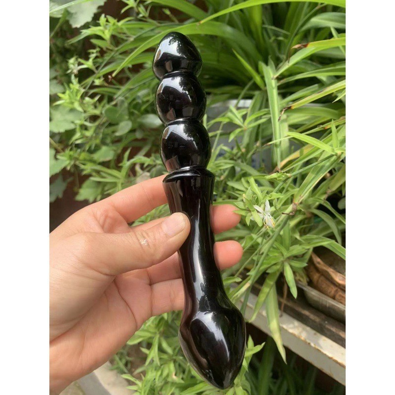 S116--Natural obsidian crystal massage stick