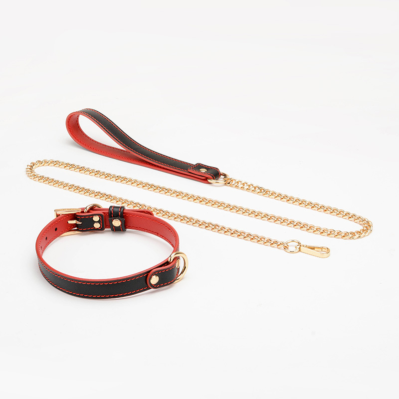 X159--Sexy collar traction rope pu leather neck collar female slave flirting sexy bondage