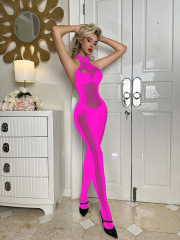 sy02--Sexy one-piece silk garter stockings lace halterneck uniform temptation