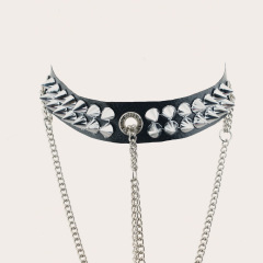 DCD0071--Dark style leather bust chain for women party rivet leather bust accessories sexy accessories bust chain