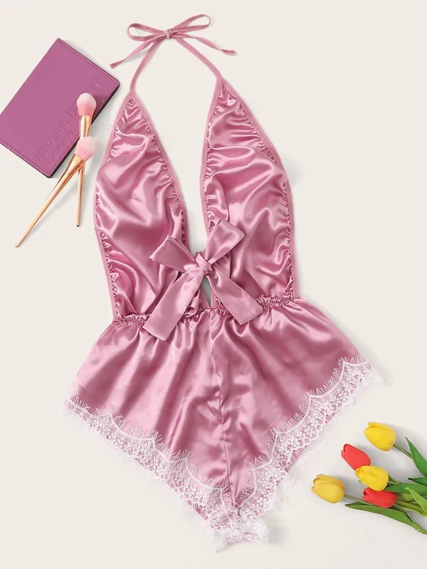 9055--Sexy lingerie lace one piece pajamas