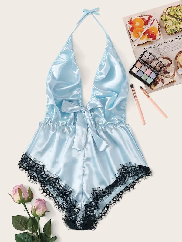 9055--Sexy lingerie lace one piece pajamas