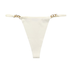 P1688-52--Ice Silk Sexy Underwear Women's One Piece Seamless Large Size Pure Cotton Crotch Breathable Exquisite Metal Ring Women's Thong