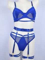 2231--New lace product with complex craftsmanship, hollow mesh sexy lingerie four-piece set