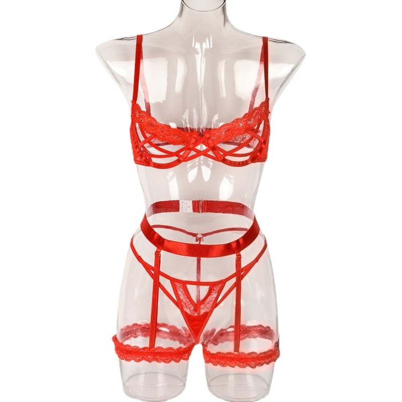 3070--Lace stitching sexy three-piece women's garter set