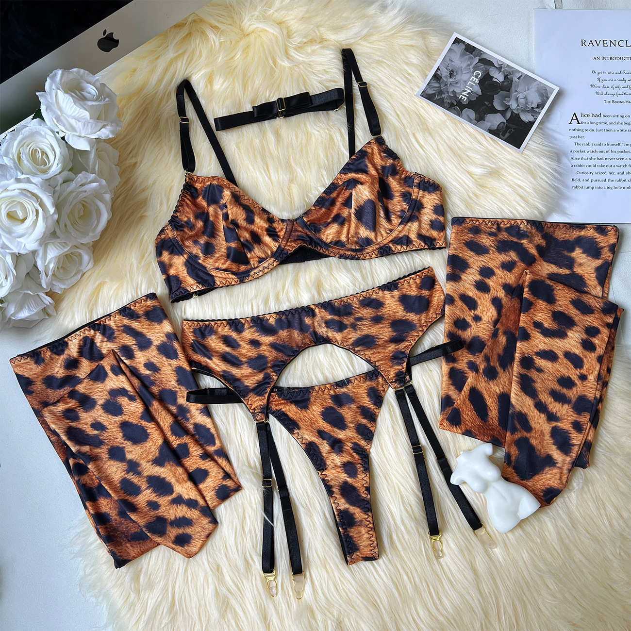 3127--Leopard print sexy lingerie set new tie dye sexy lingerie sexy set