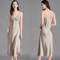 SQ311--Women's ice silk nightgown, sexy long home wear