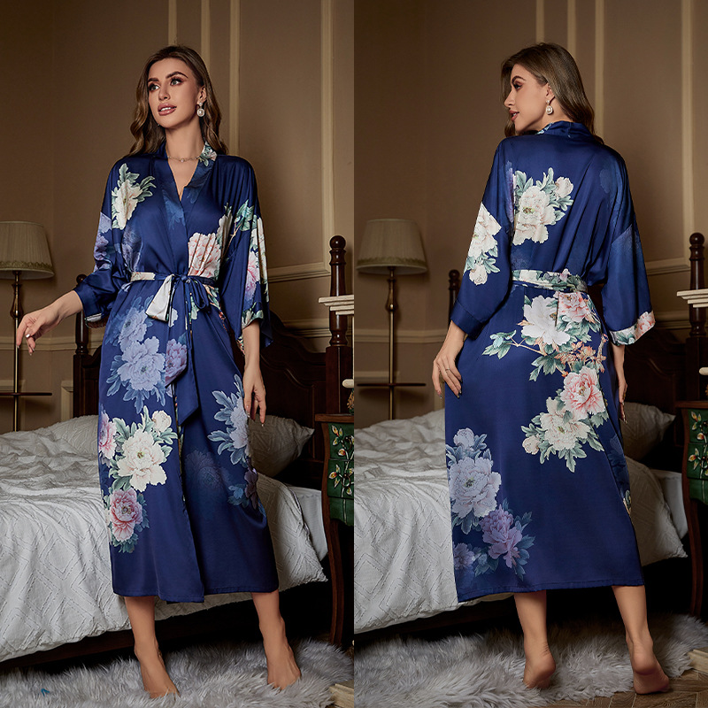 WP2669-New pajamas and nightgowns, red satin luxury lace-up pajamas