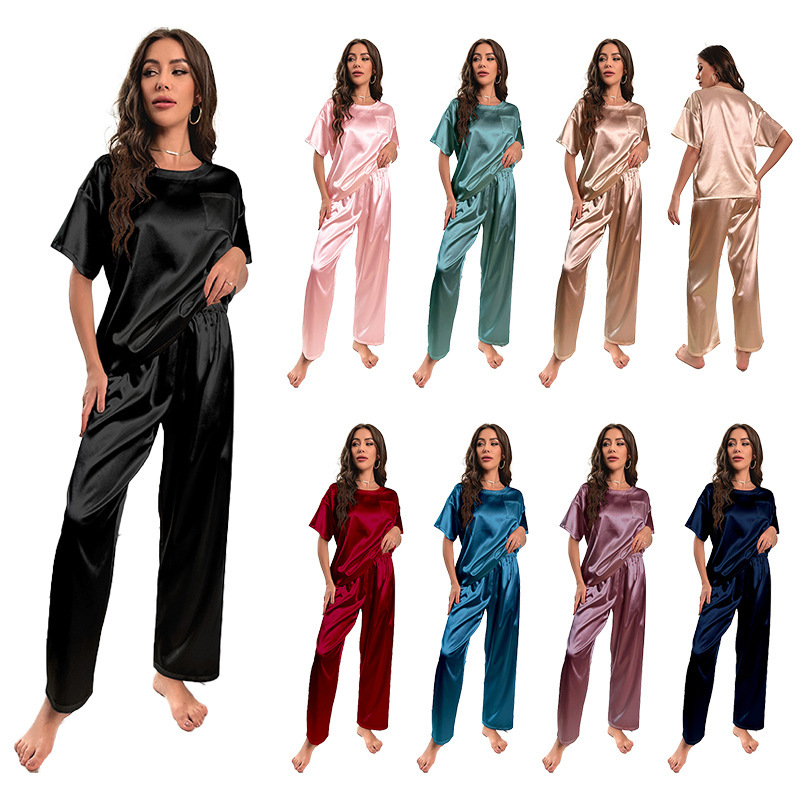 3147--New ice silk pajamas, short-sleeved trousers, home clothes, loose casual suits