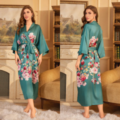 WP2669-New pajamas and nightgowns, red satin luxury lace-up pajamas