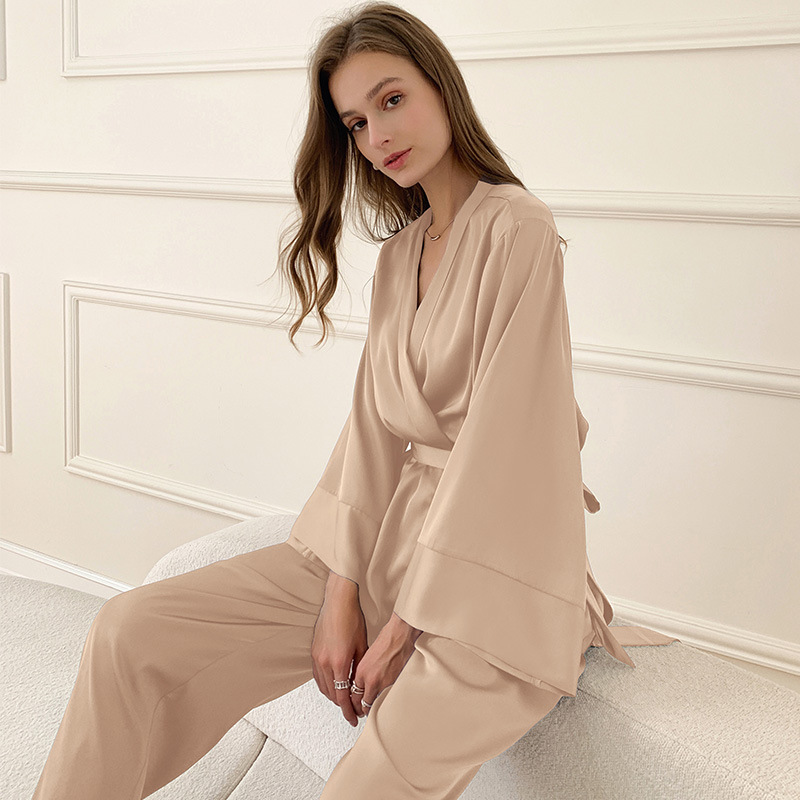 TZ2702-Long sleeve French ice Silk Satin Chiffon home clothes