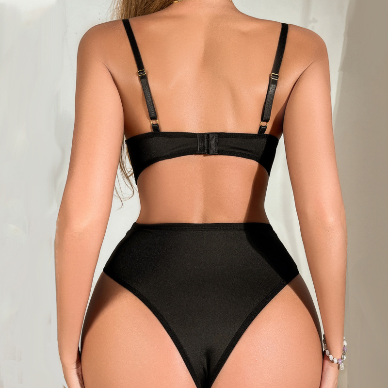 Z3589L--Underwire gathered sequins and mesh sexy waist-shaping suspender jumpsuit
