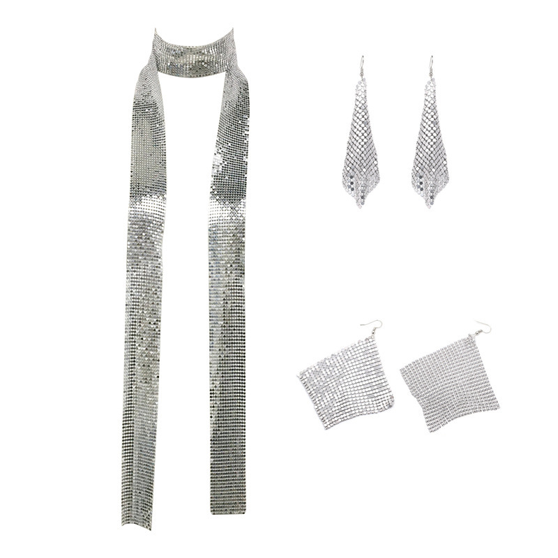 GC305--Personalized earrings geometric sequined aluminum mesh earrings ins style dress earrings square fashion earrings for women