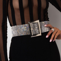 WH094--Fashionable diamond-filled flashing rhinestone belt for European and American women to wear with decorative belt