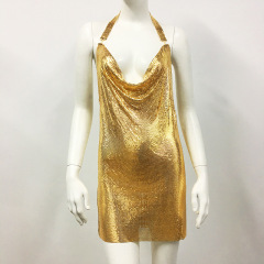GC012--Women's Sweet Spicy Dress Sexy Sequined Metallic Skirt Nightclub Party Halter Dress Suspender Skirt