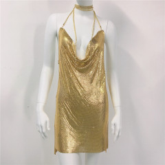 GC009--European and American clothing metallic sequin dress sexy sweet and spicy dress rhinestone suspender skirt for women