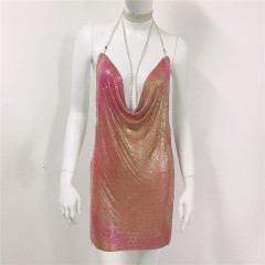 GC009--European and American clothing metallic sequin dress sexy sweet and spicy dress rhinestone suspender skirt for women