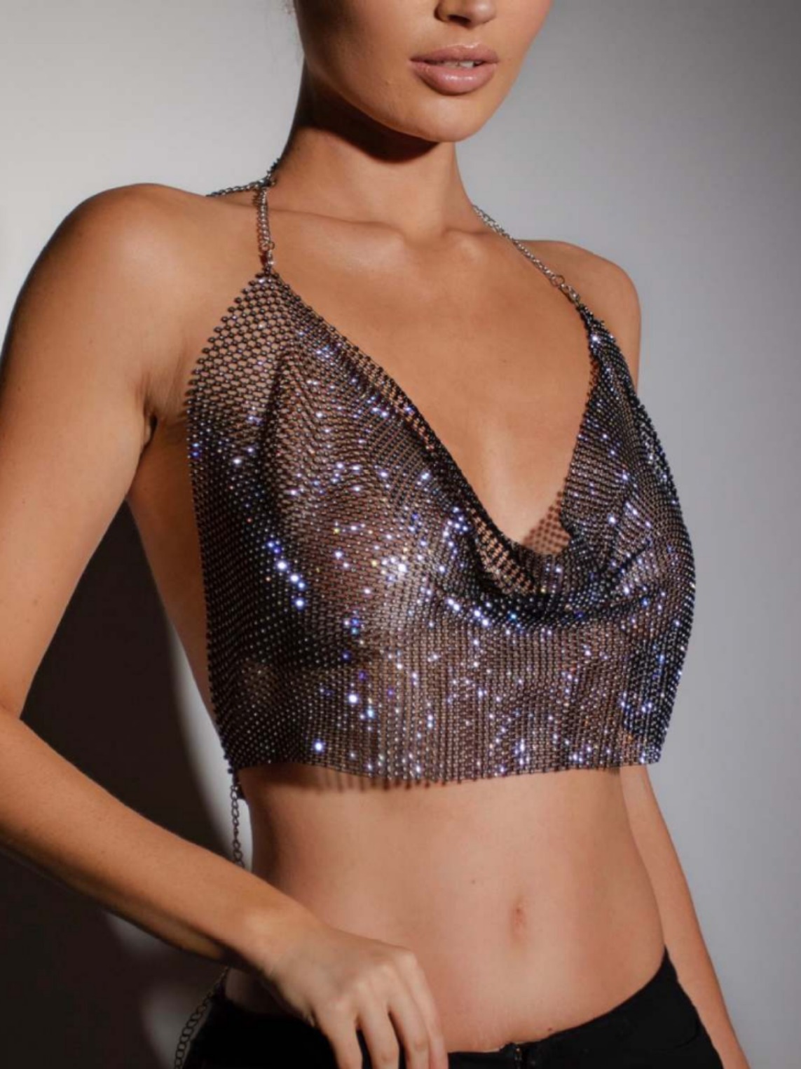 GC300--Fishnet rhinestone suspender sexy sweet and spicy top sparkling rhinestone suspender