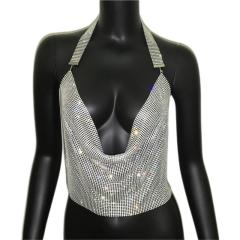GC042--Rhinestone metal rhinestone top sexy nightclub party suspender hottie outfit