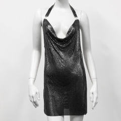 GC012--Women's Sweet Spicy Dress Sexy Sequined Metallic Skirt Nightclub Party Halter Dress Suspender Skirt