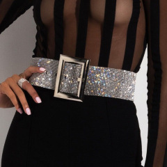 WH094--Fashionable diamond-filled flashing rhinestone belt for European and American women to wear with decorative belt