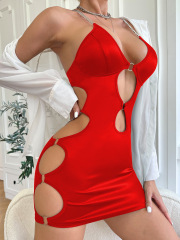 D24924I--Sexy lingerie see-through suspender dress