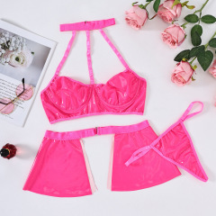 27616--PU leather hottie sexy lingerie set