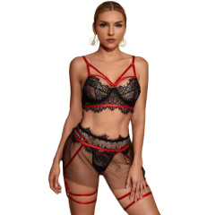 718--Mesh see-through outfit sexy three-point lingerie set