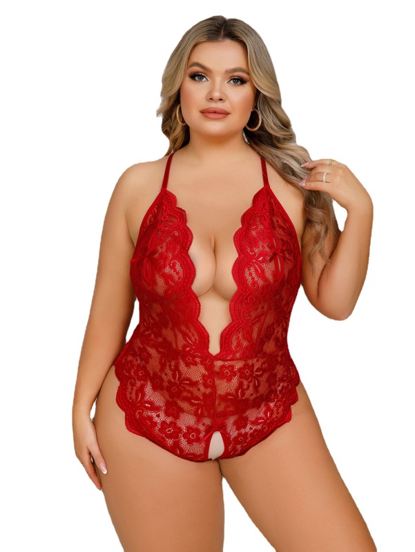 6138P--New high-end quality sexy PlusSize sexy tight hollow bodysuit