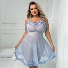 2193--Sexy large size sexy pajamas wholesale one-piece see-through pajamas