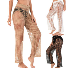 CYBK4012--Hot selling casual hollow trousers handhook knitted sexy women's beach pants