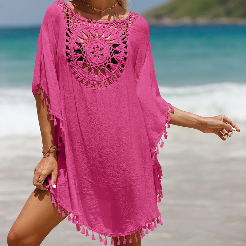 CYBK2559--Handhook solid color patchwork beach skirt, sun protection short sexy beach cover-up