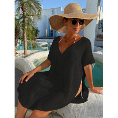 CYBK4038--Sexy hollow strap loose pullover sun protection knitted beach cover-up